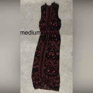 Floral Black and Red Maxi Dress